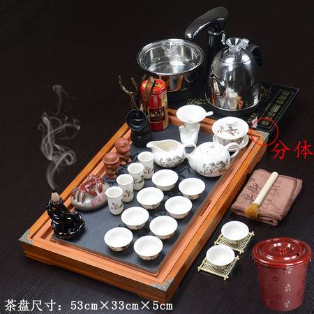 紫砂功夫茶道 马到成功红白瓷茶具套装